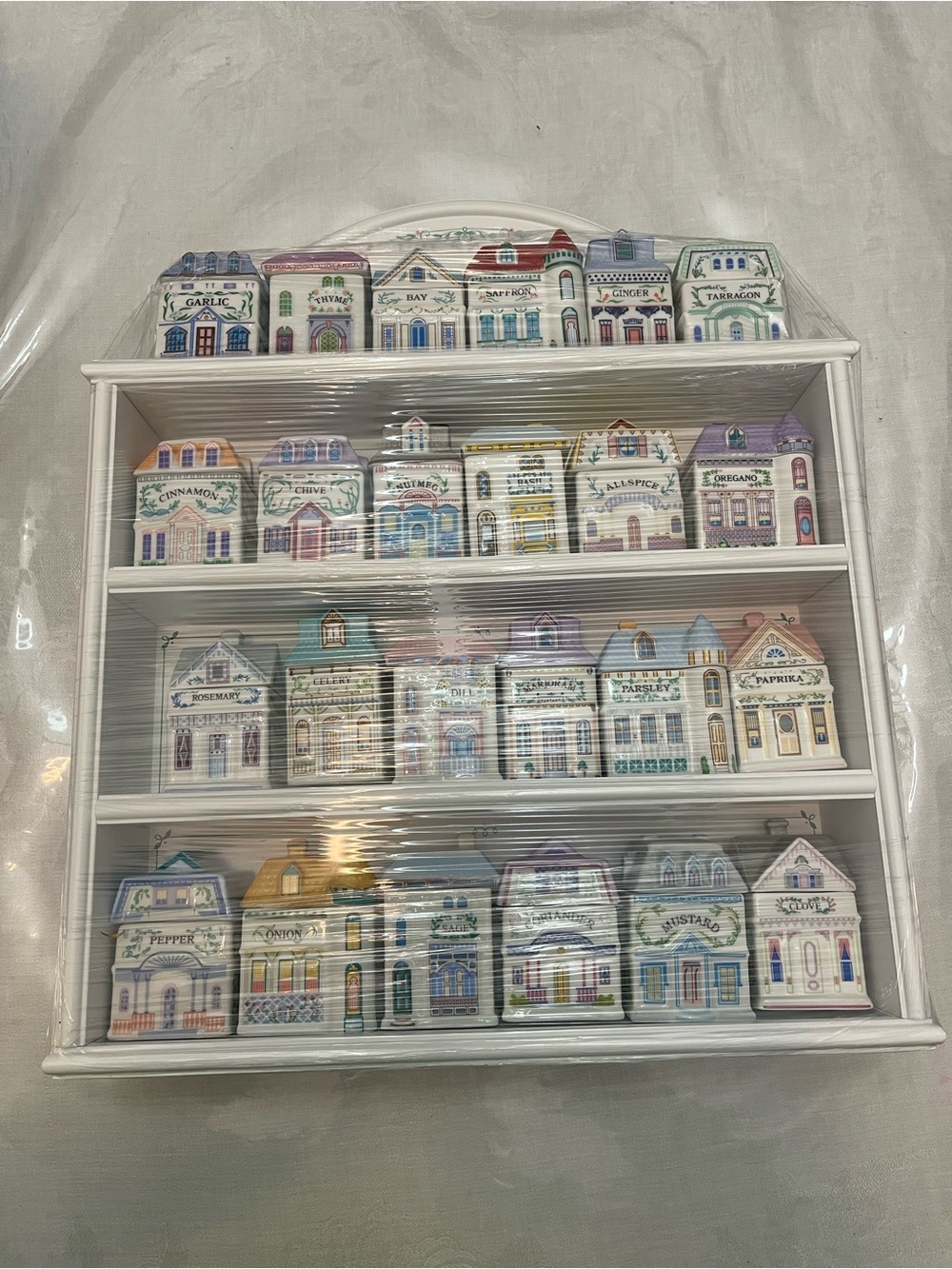 Lenox Multicolor Ceramic Townhouse Spice Jar Set with White Shelf